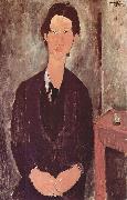 Amedeo Modigliani Portrat des Chaiim Soutine, an einem Tisch sitzend oil